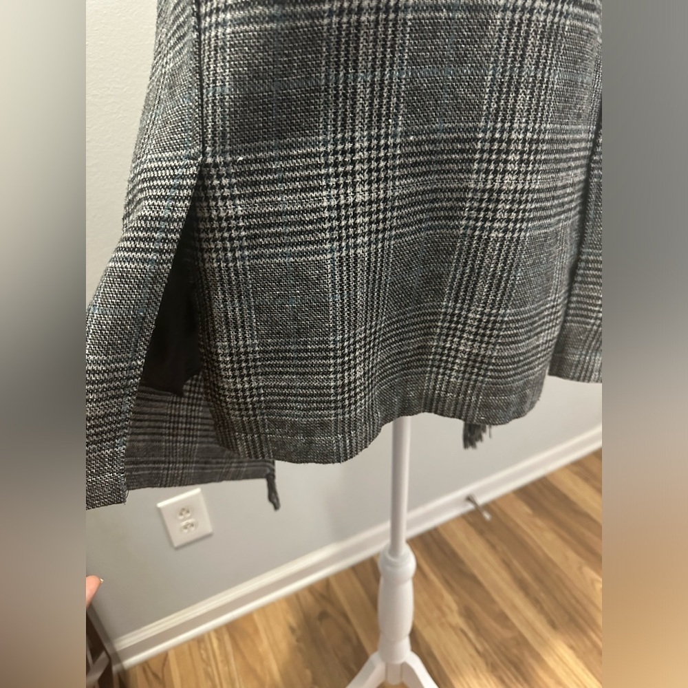 Democracy Womens Gray Plaid Fringe Edge Draped Sleeveless Vest Small - Picture 8 of 12